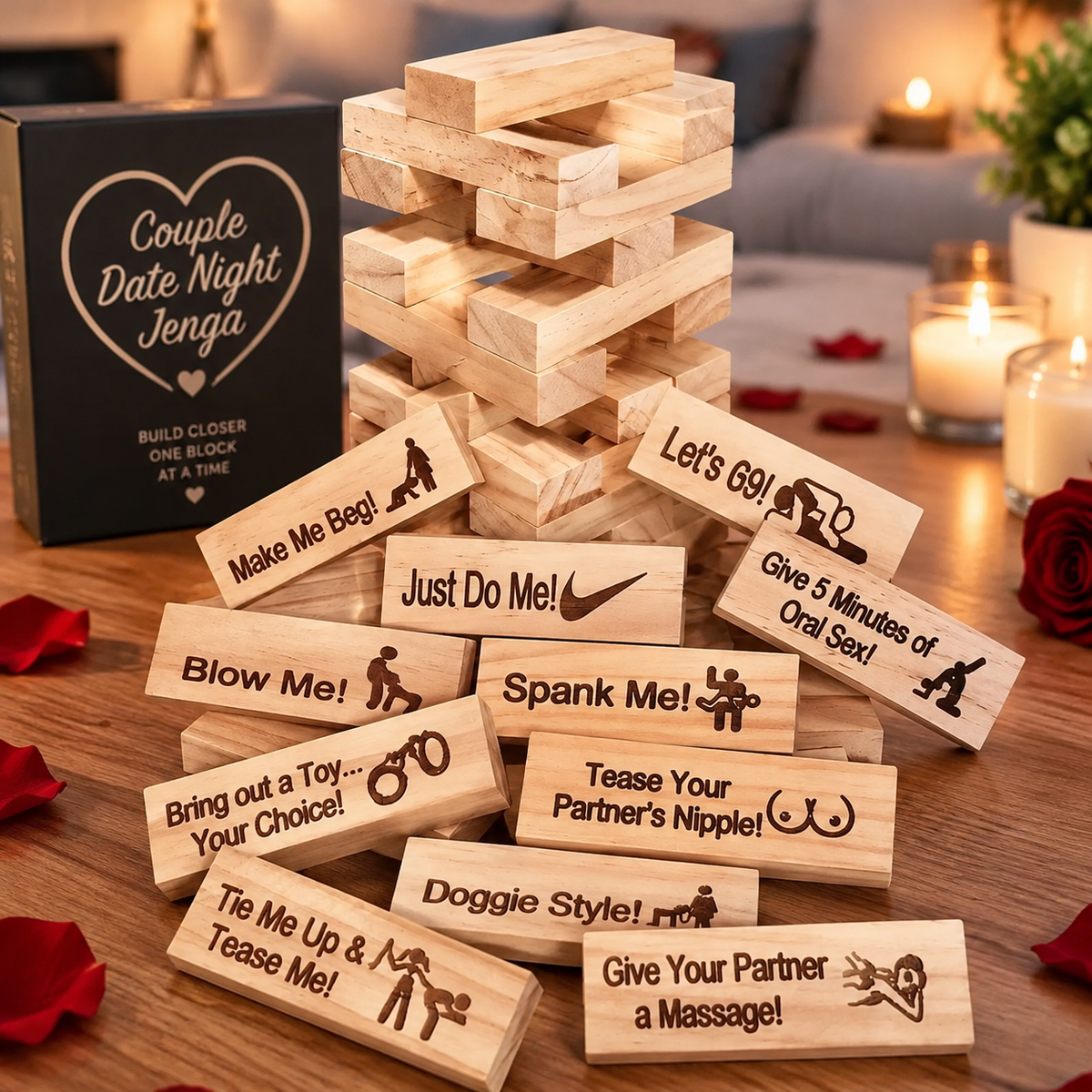 👩❤️💋👨couple date block tower jenga game💕