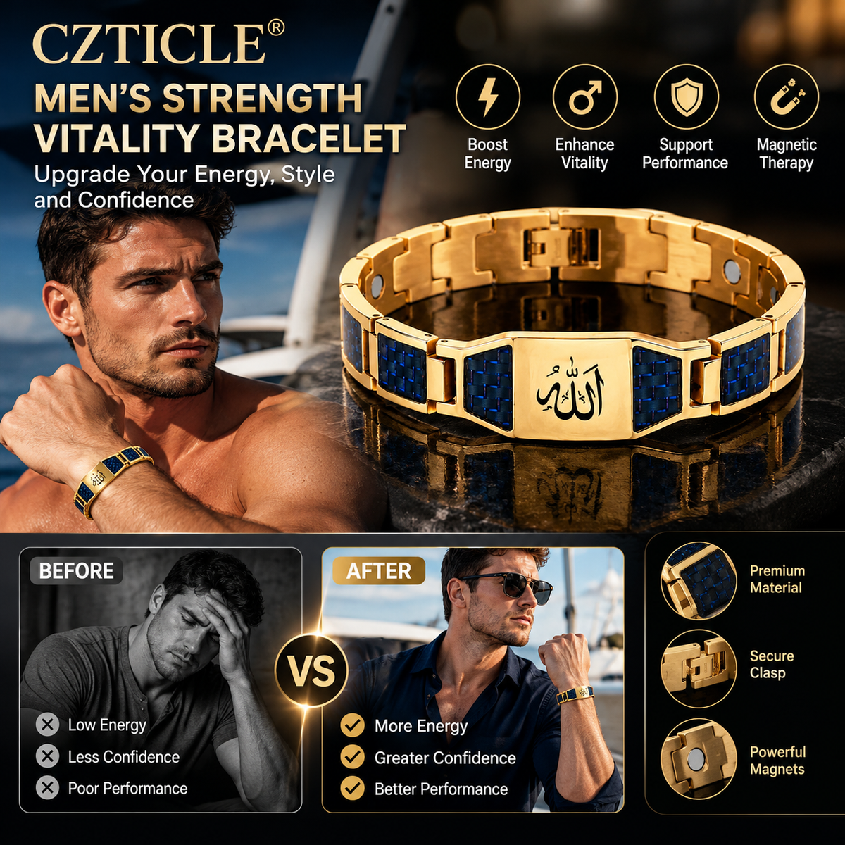 CZTICLE® Men’s Strength & Vitality Bracelet💯Upgrade Your Energy, Style, and Confidence