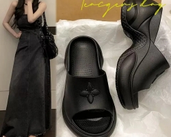 十字花厚底涼拖