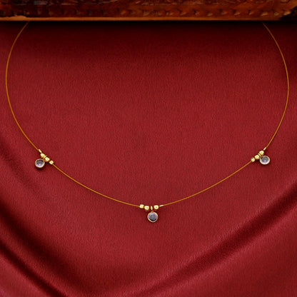 Tri Glossy Stone String Neckpiece