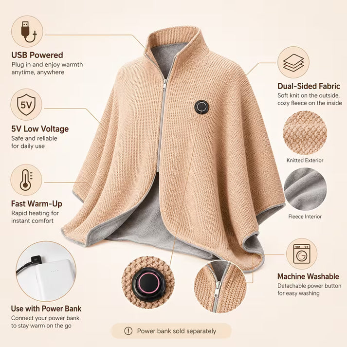🔥Wearable Heated Blanket Shawl | Portable USB-Powered Warmth for Home, Work & Outdoors