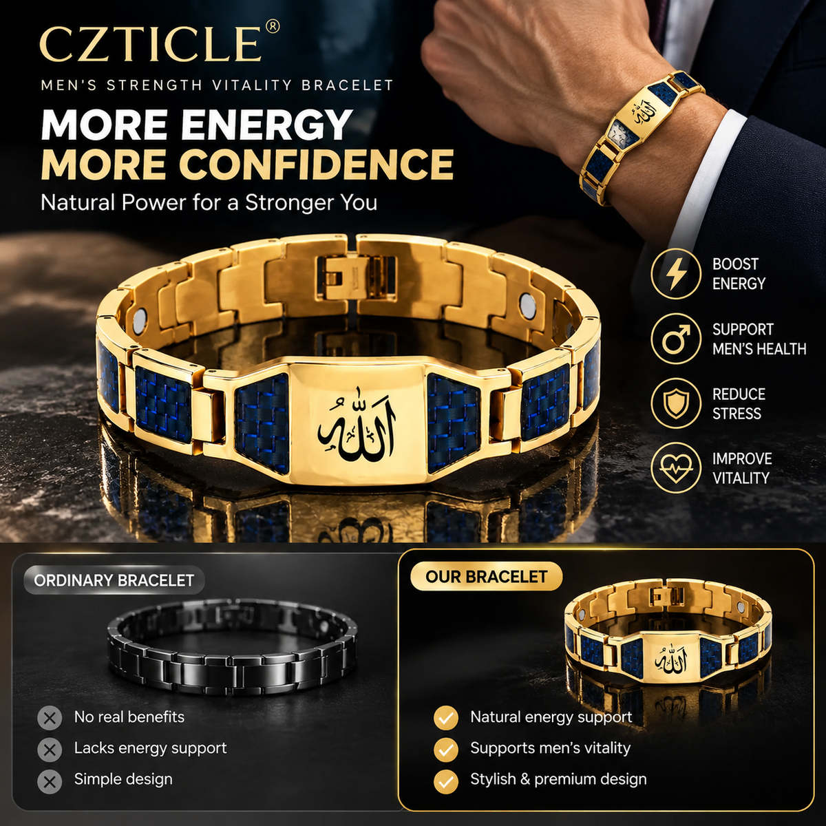 CZTICLE® Men’s Strength & Vitality Bracelet💯Upgrade Your Energy, Style, and Confidence