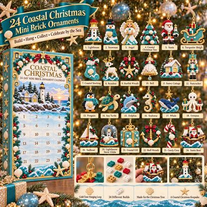 ✨ 🌊 Coastal Christmas 24-Day Mini Brick Ornament Advent Calendar