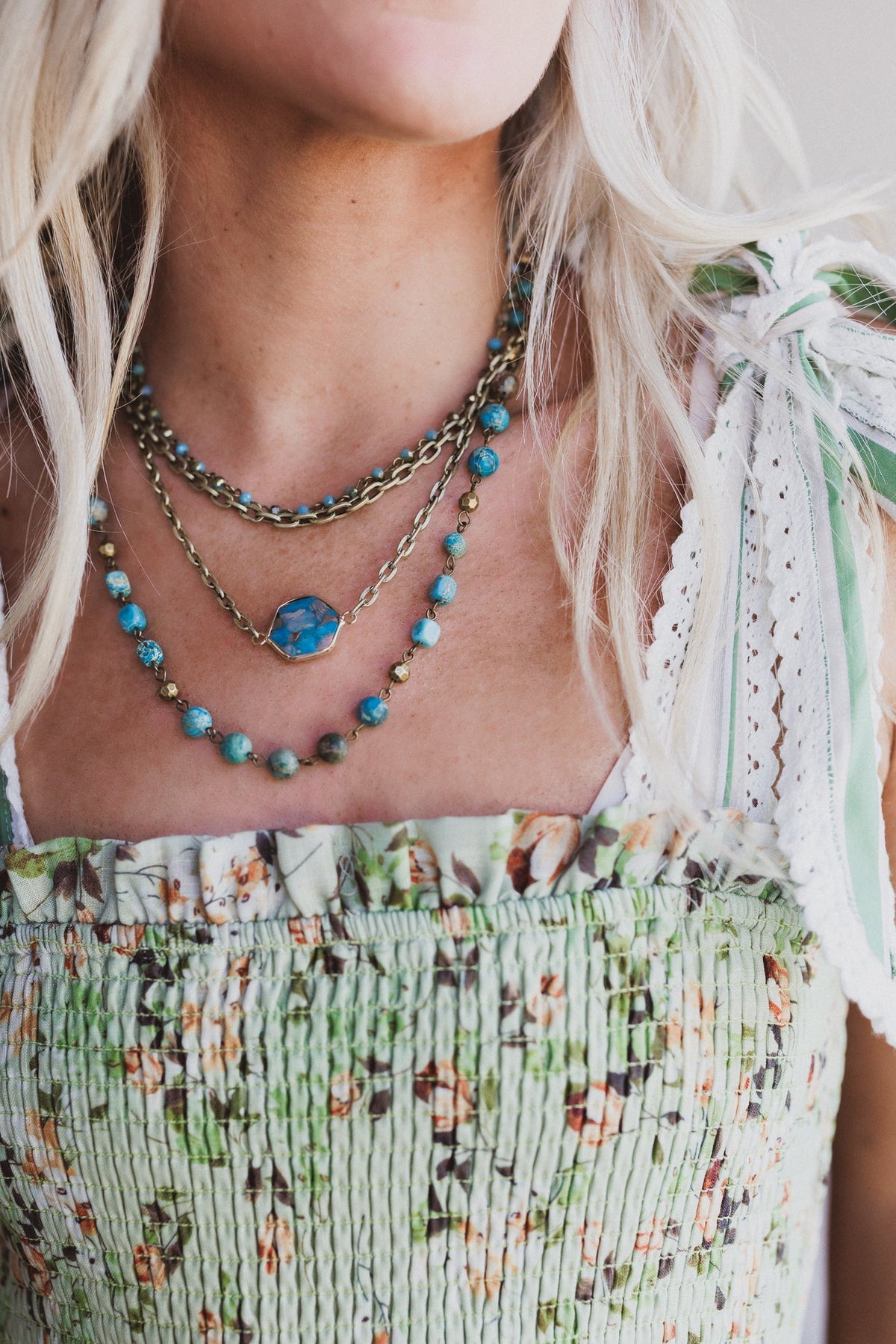 Turquoise Cascade Necklace - Turquoise