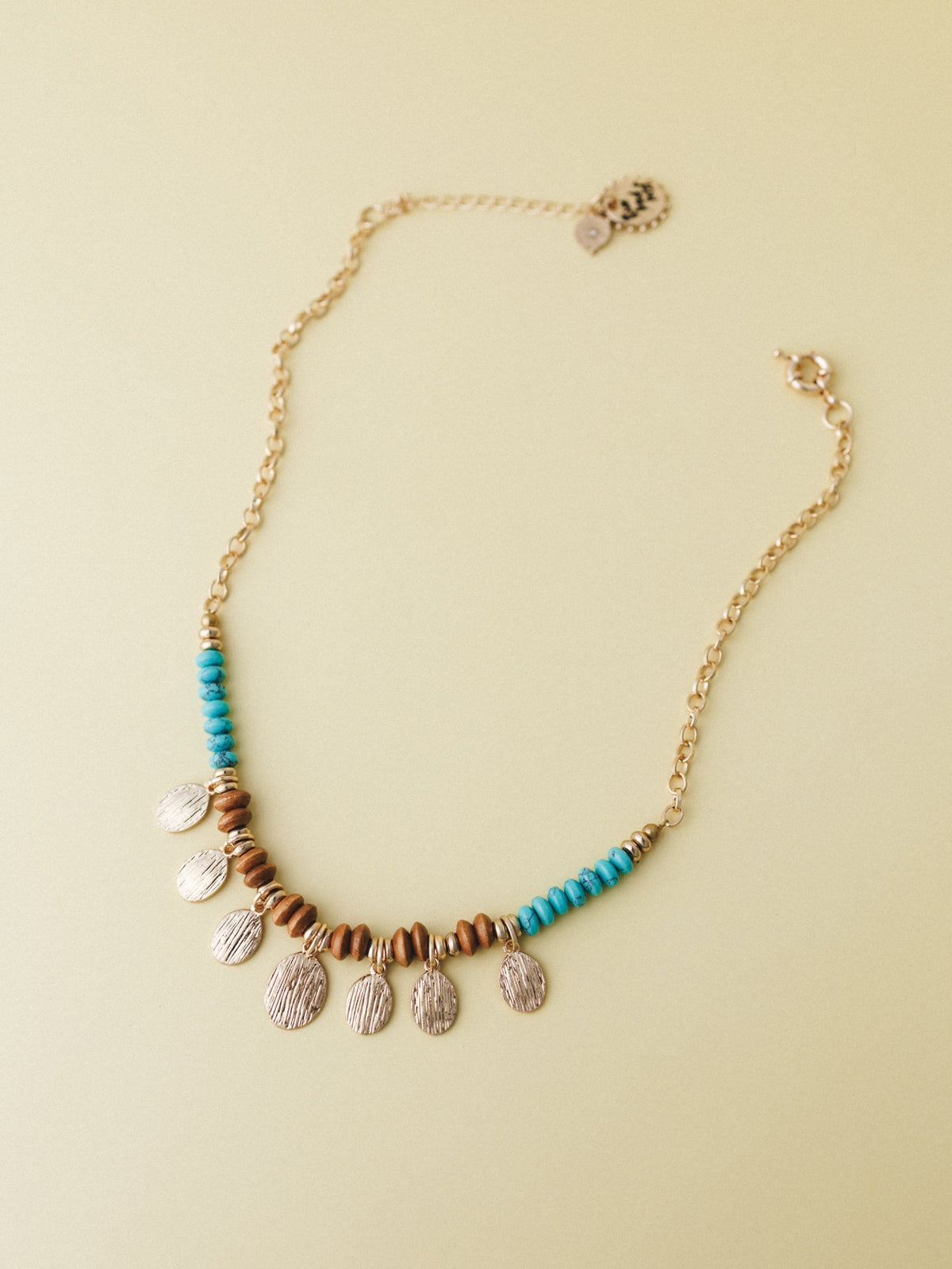 Azure Sun Necklace - Gold Turquoise