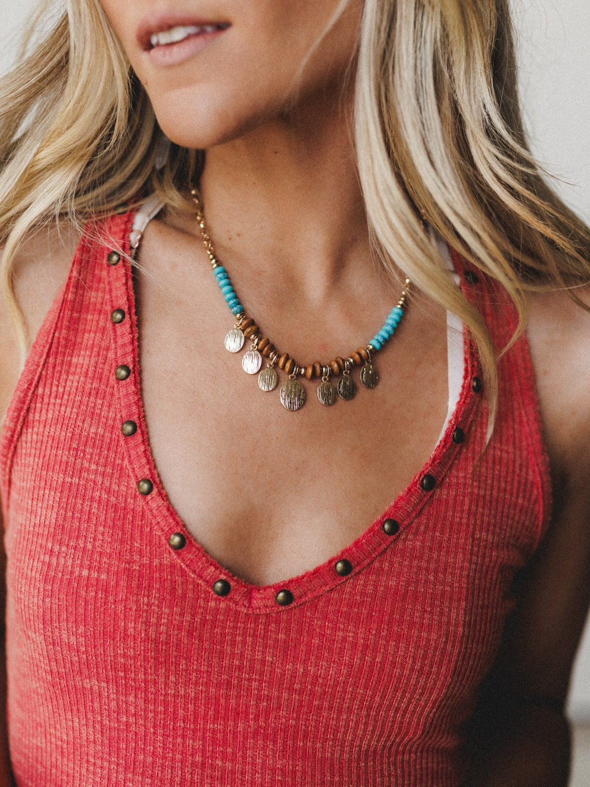 Azure Sun Necklace - Gold Turquoise