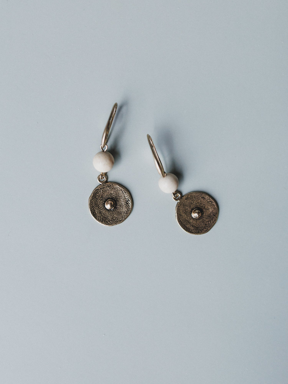 Roma Sun Pendant Earrings - White