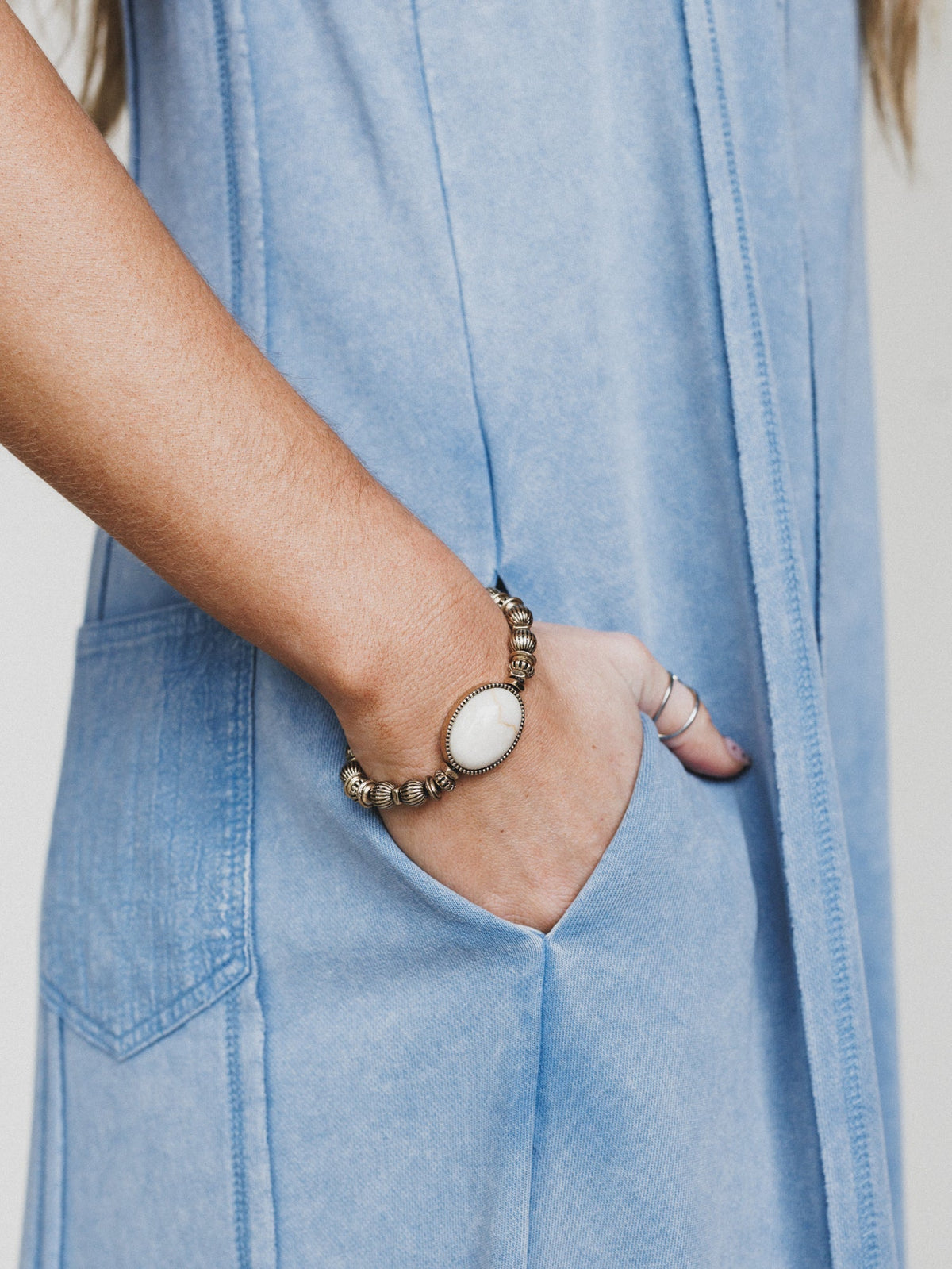 Roma Sun Beaded Bracelet - White