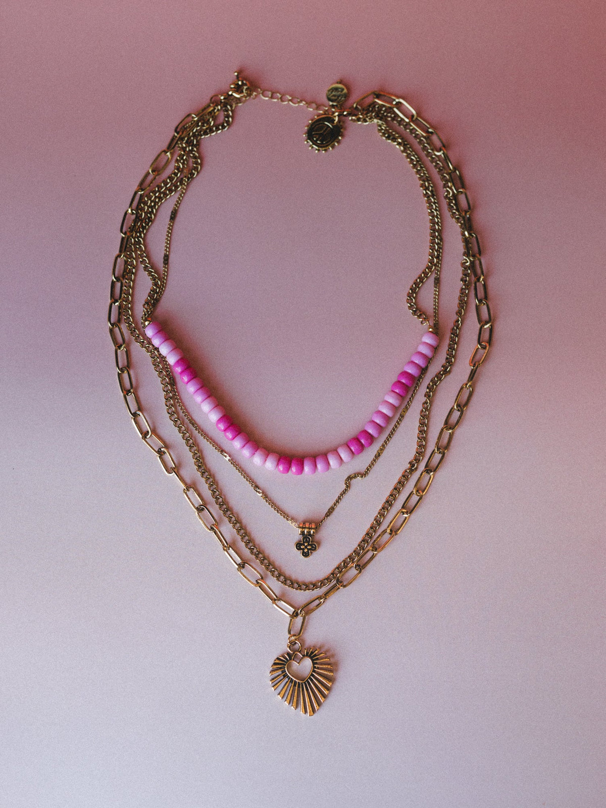 Viktoria Layered Necklace - Pink