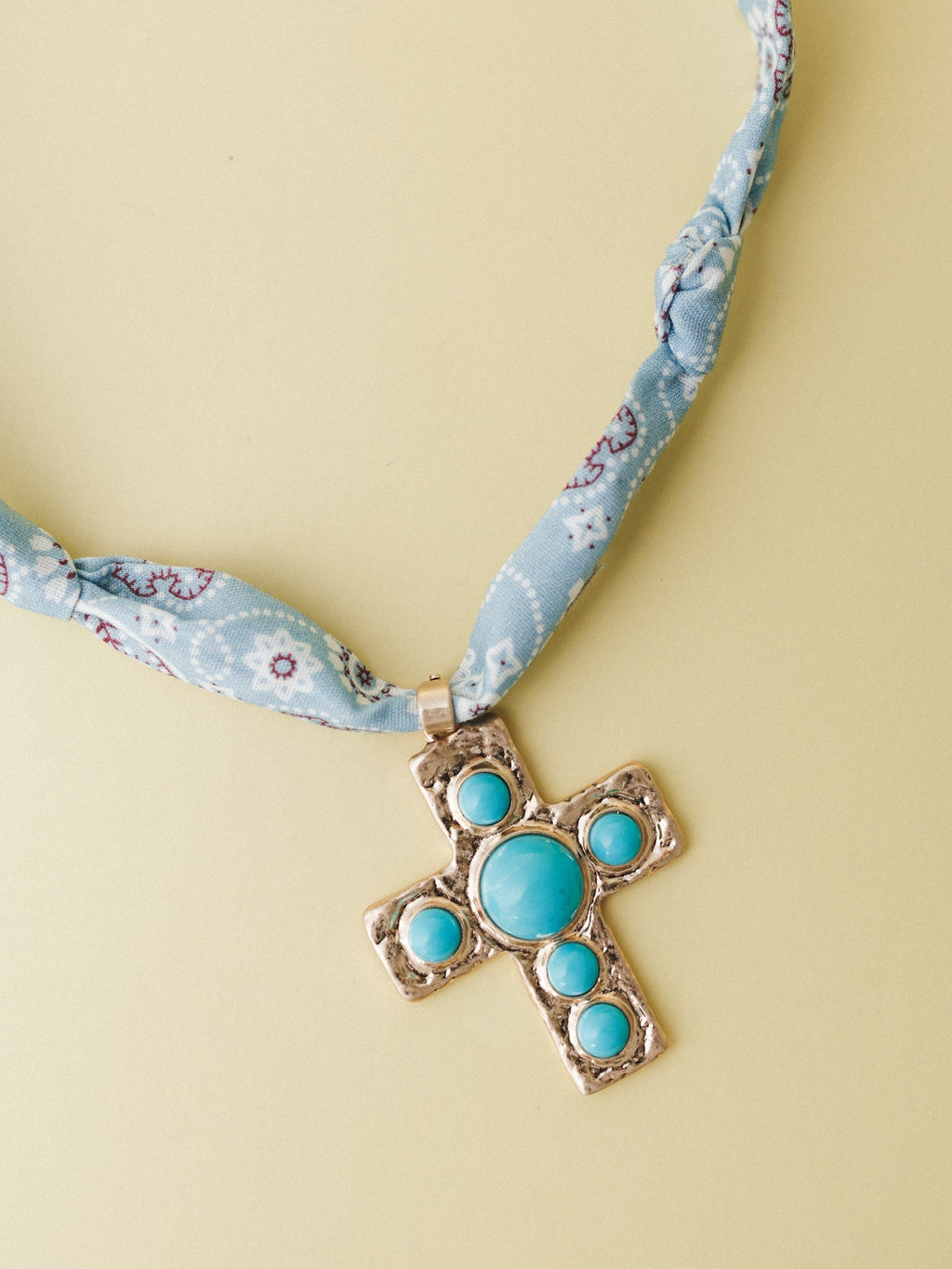 Cross Bandana Necklace - Blue