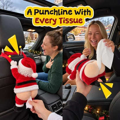 🎅 Funny Santa Butt Tissue Box – The Cheekiest Christmas Decor! - 30 cm High