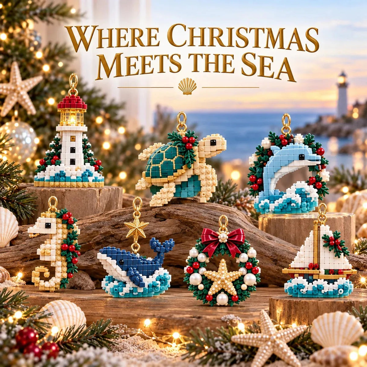 ✨ 🌊 Coastal Christmas 24-Day Mini Brick Ornament Advent Calendar