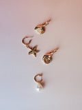 Seashell Pearl Earring Set - Gold