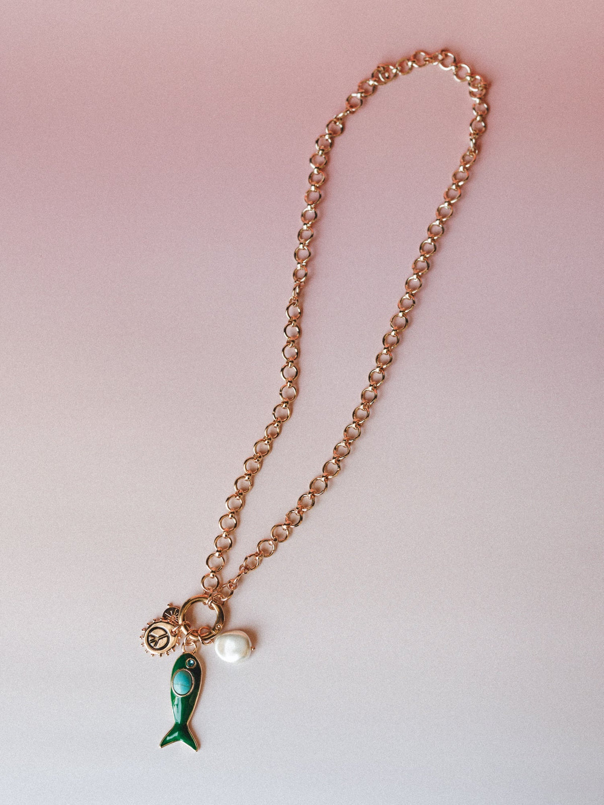 Blue Wishes Charm Necklace - Gold