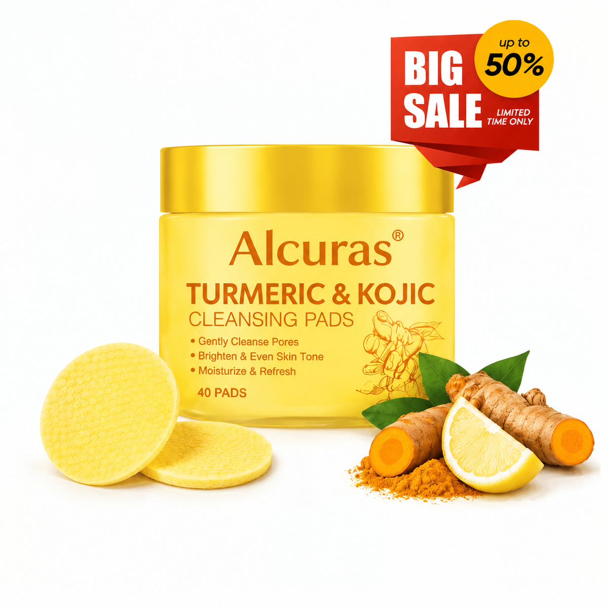 Alcuras® Turmeric & Kojic Cleansing Pads