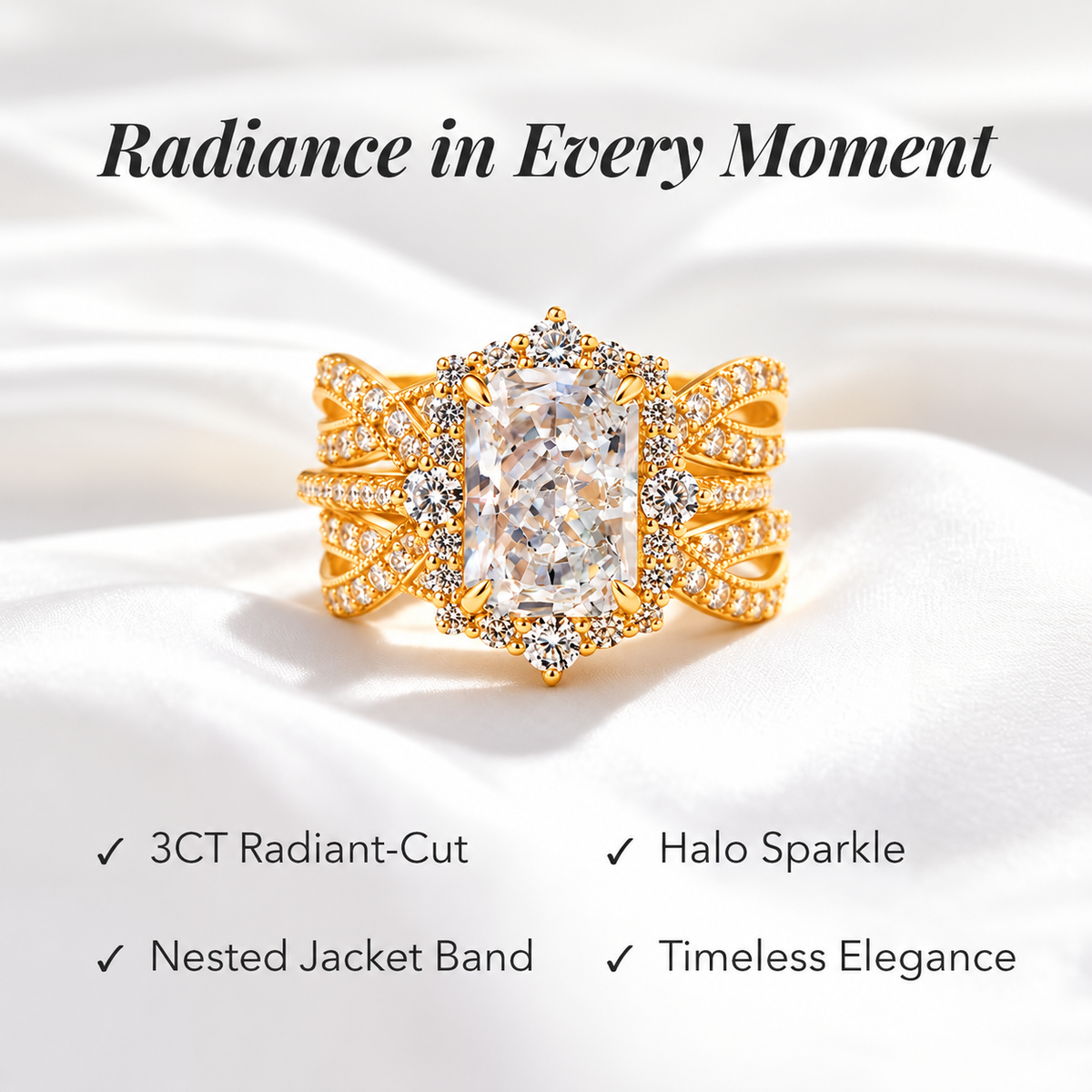 ✨ 2-in-1 Radiant Cut Stackable Ring Set – One Ring, Endless Elegance 💎