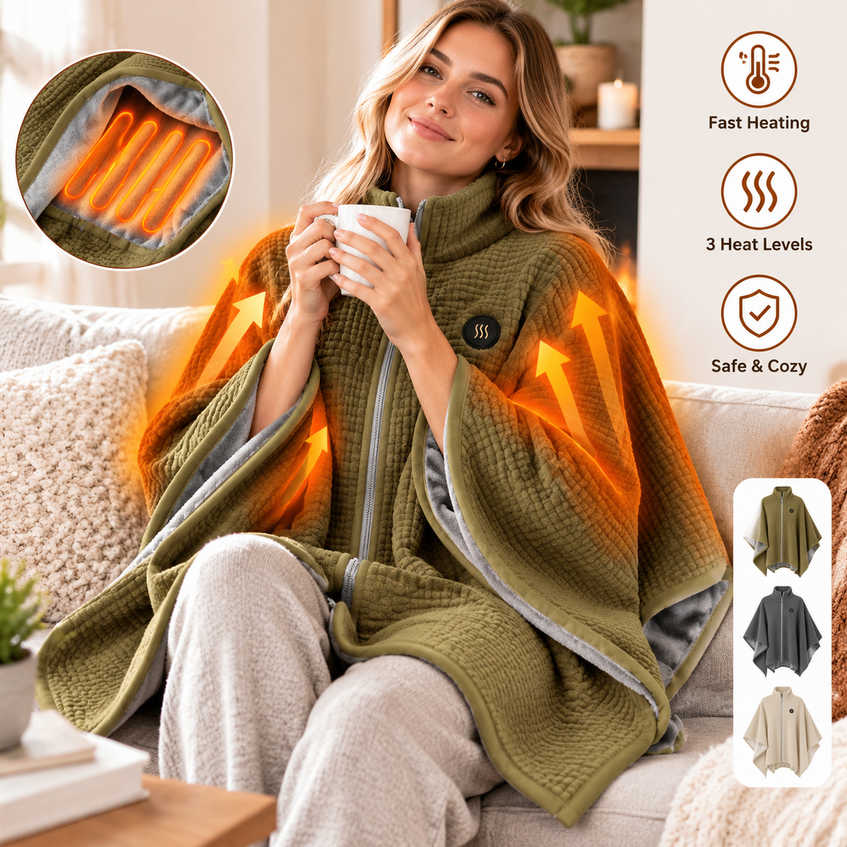 🔥Wearable Heated Blanket Shawl | Portable USB-Powered Warmth for Home, Work & Outdoors