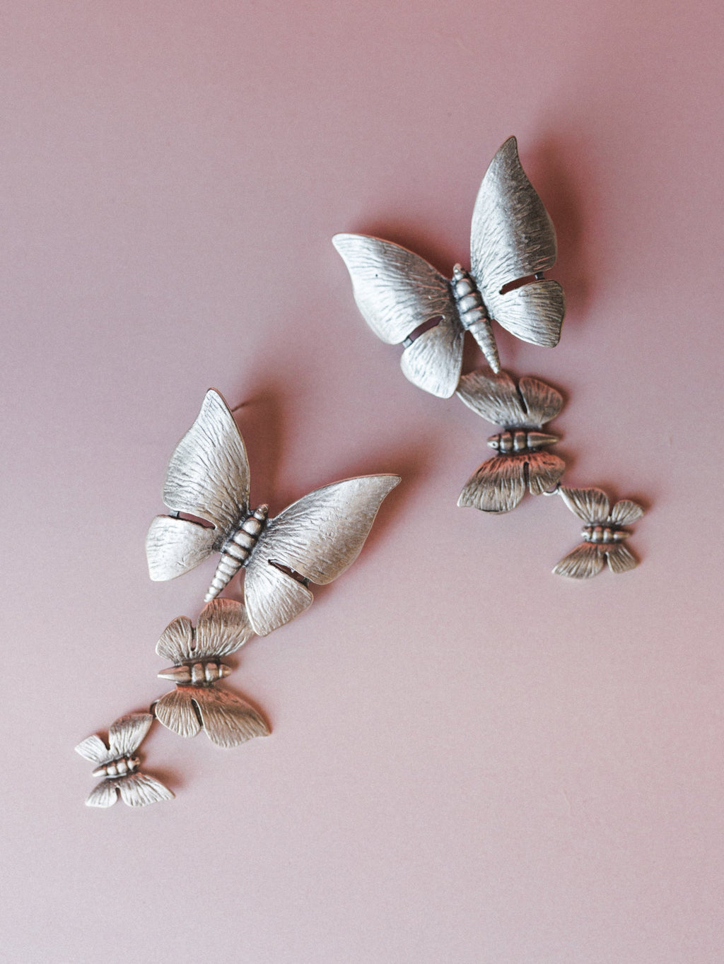 Butterfly Train Earrings - Silver