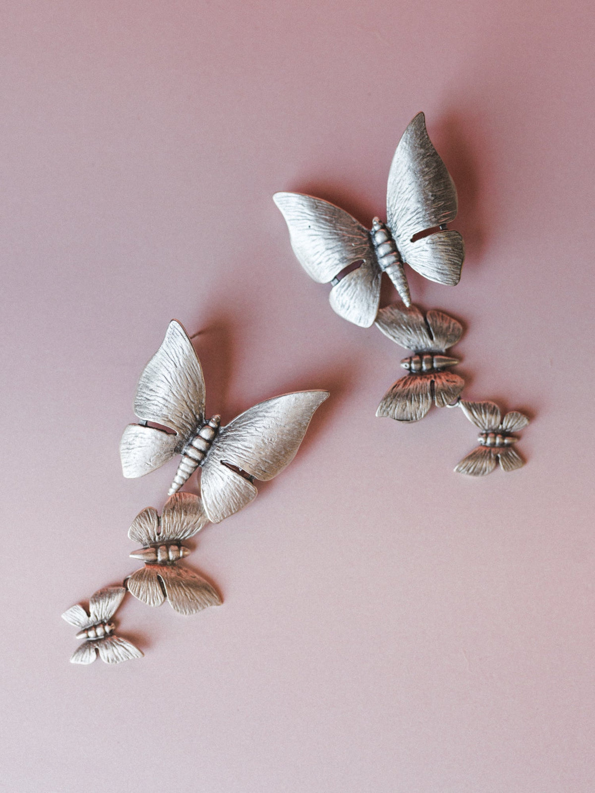 Butterfly Train Earrings - Silver