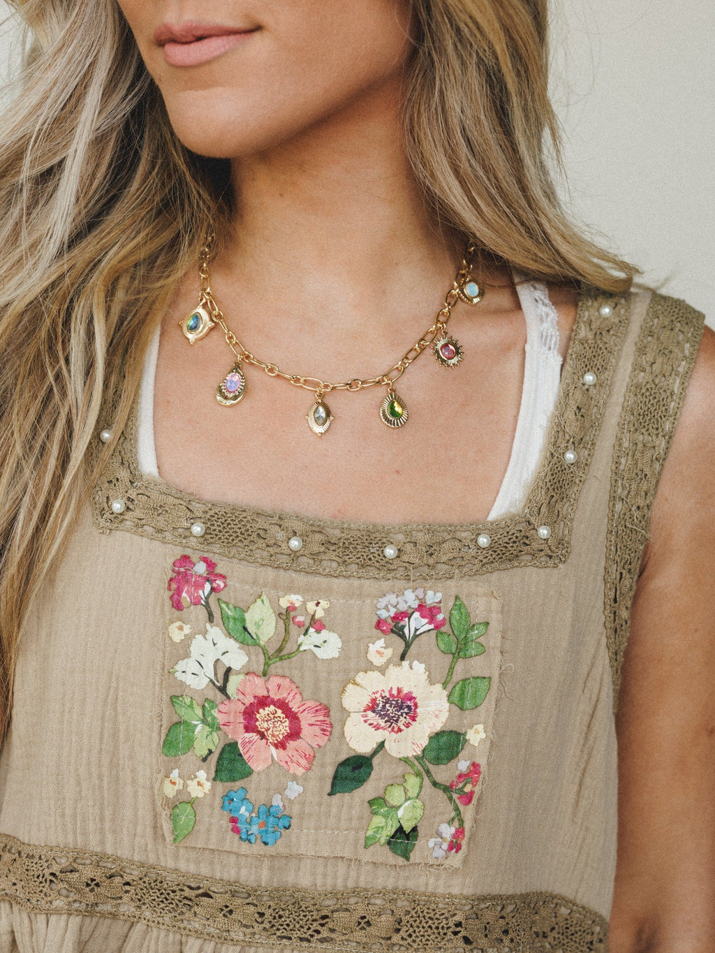 Jewel Charm Necklace - Multi