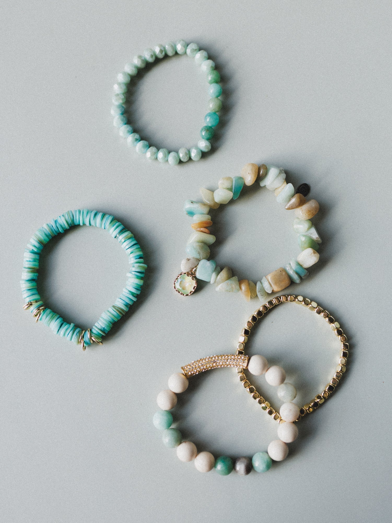 Summer Glow Beaded Bracelets - Aqua