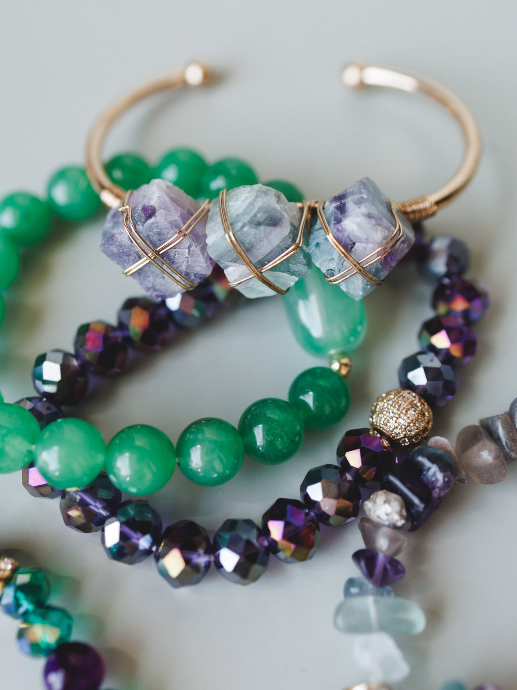 Josephine Bracelet Set - Green Multi
