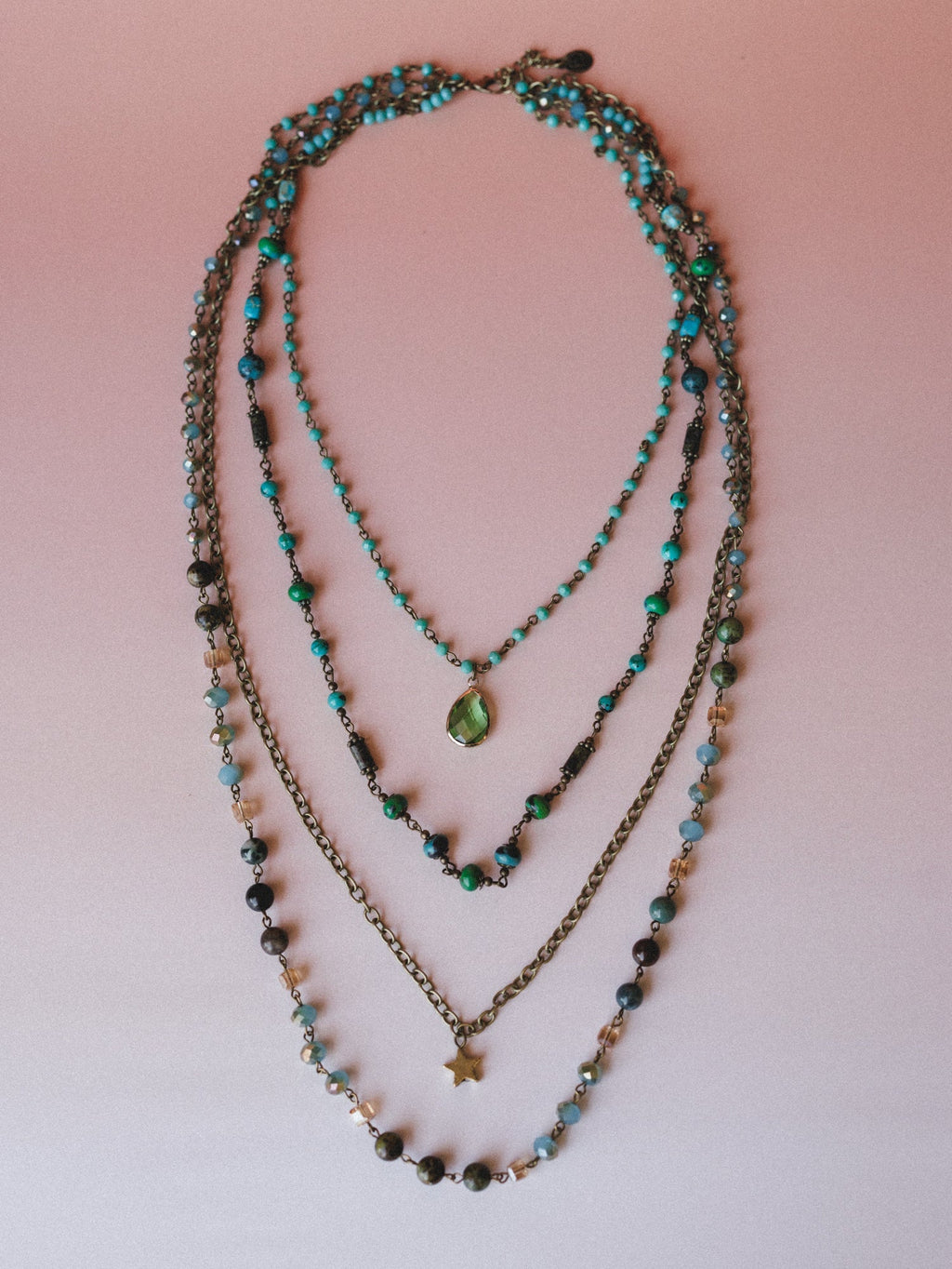 Santorini Layered Necklace  - Green