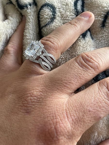 ✨ 2-in-1 Radiant Cut Stackable Ring Set – One Ring, Endless Elegance 💎