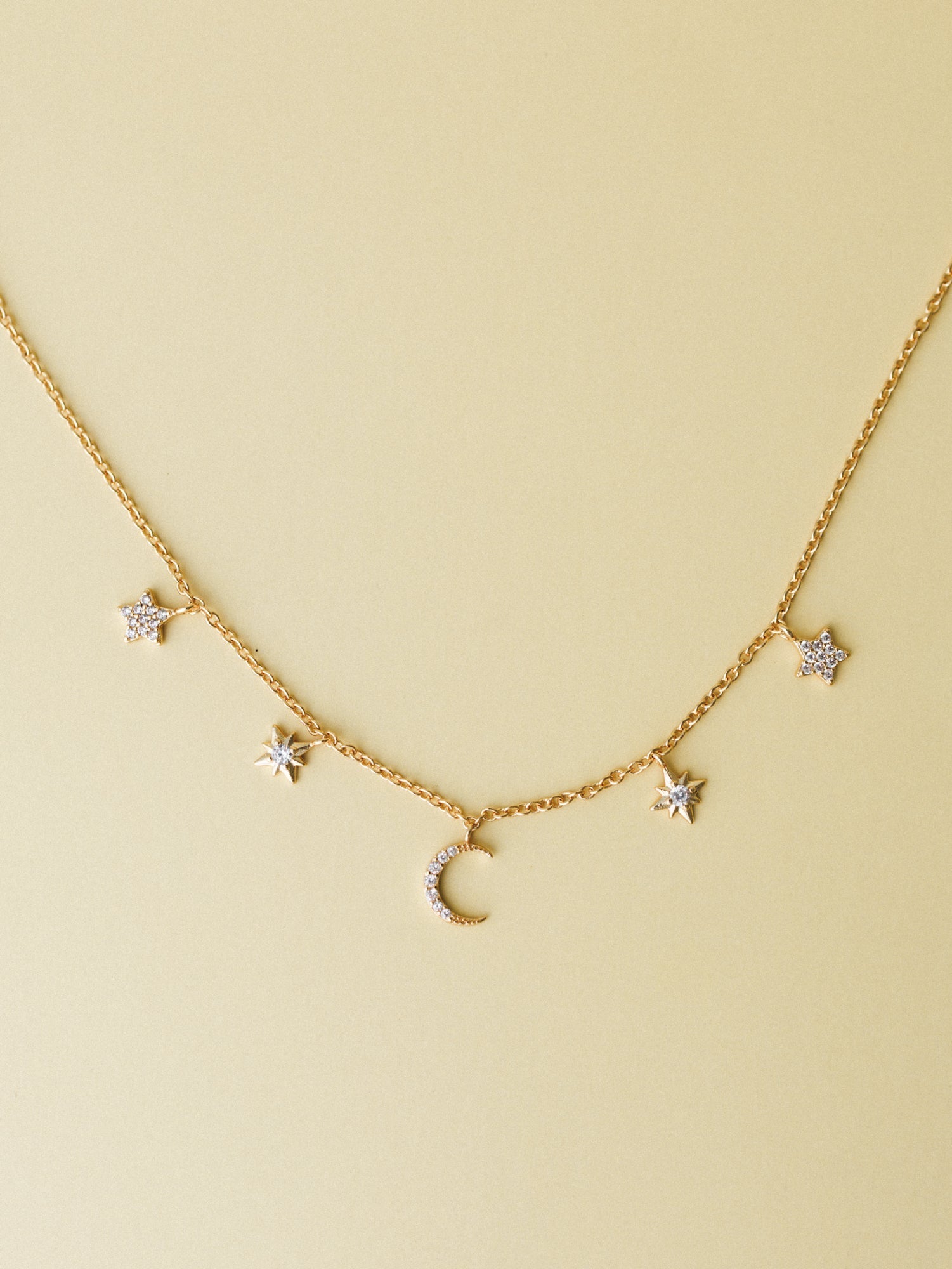 Moon and Stars Necklace - Gold