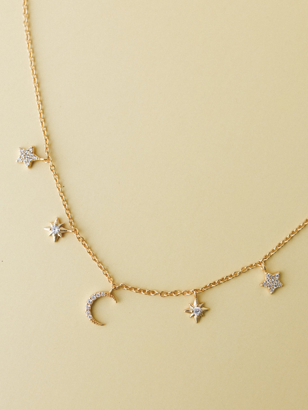 Moon and Stars Necklace - Gold