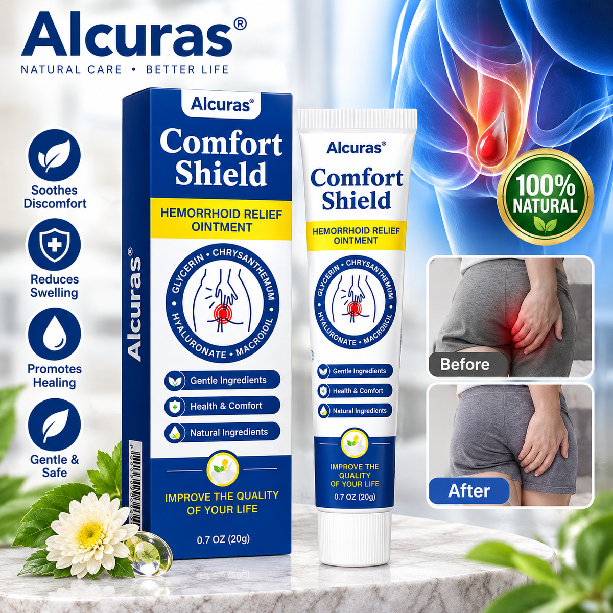 Alcuras® ComfortShield Hemorrhoid Relief Ointment
