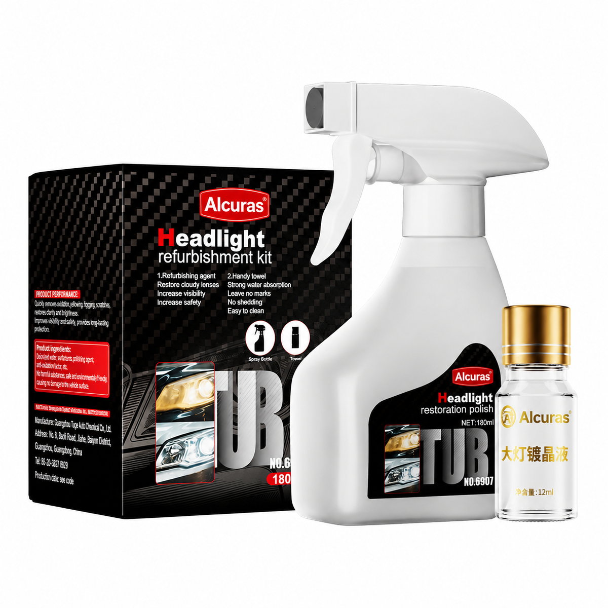 🚘Alcuras® Automotive Headlamp Restoration Fluid Kit