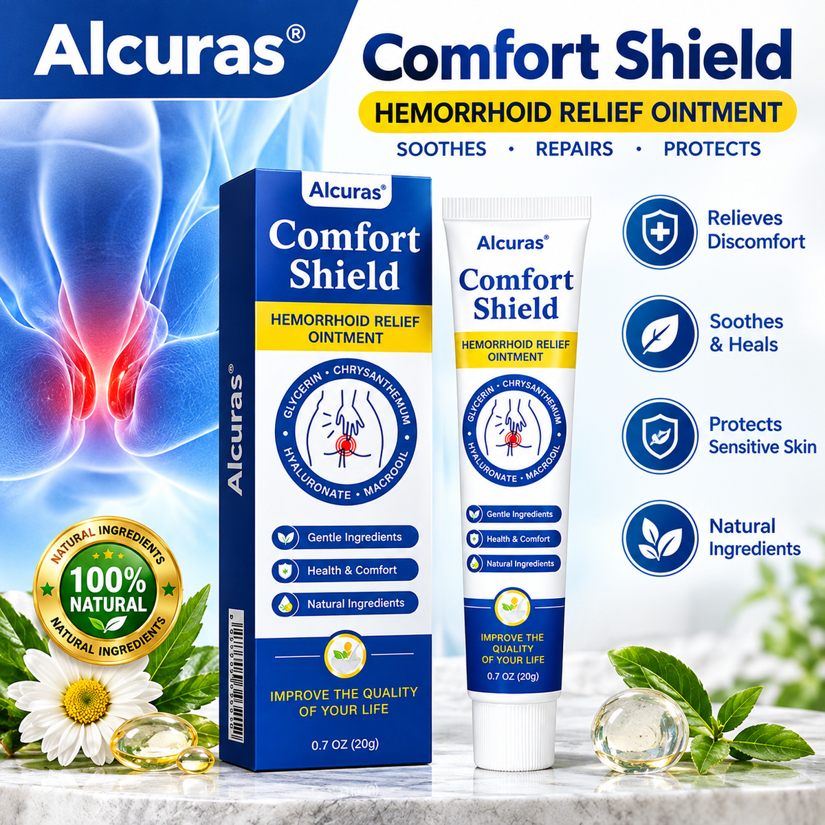 Alcuras® ComfortShield Hemorrhoid Relief Ointment