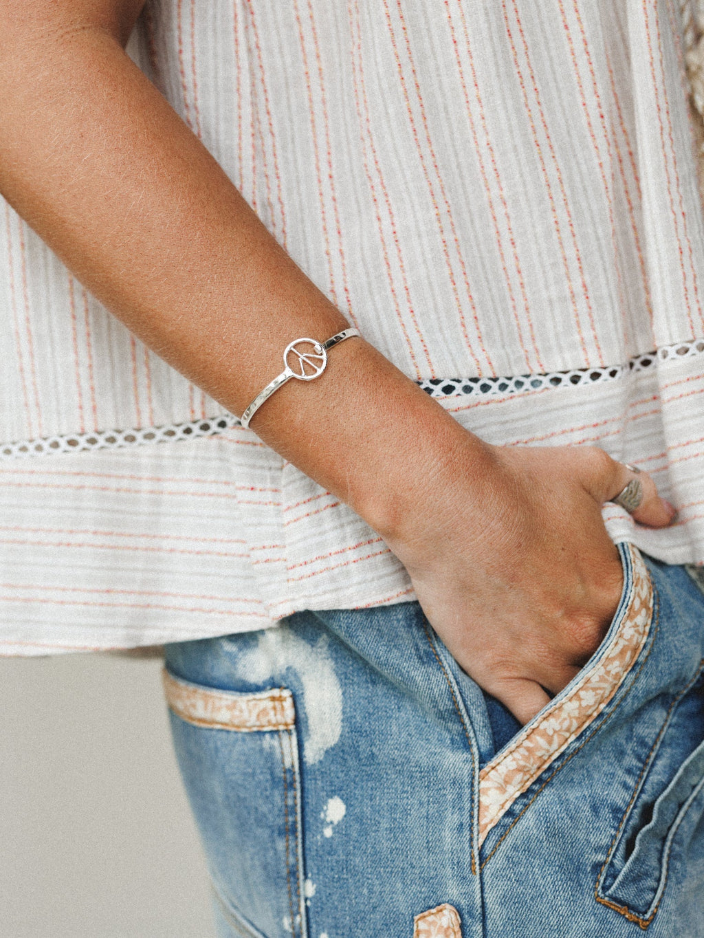 Peace Bangle - Silver