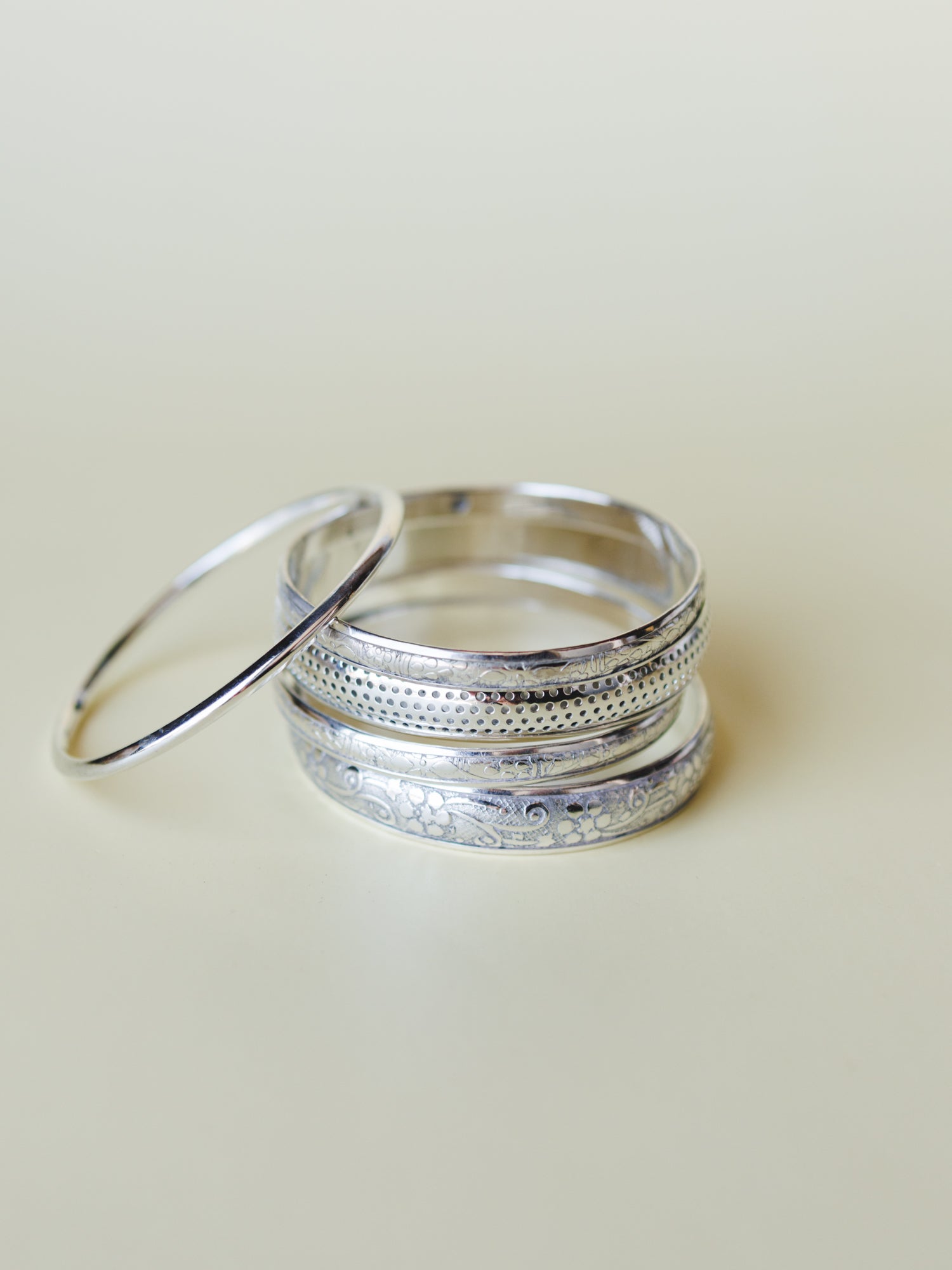 Flower Festival Bangle Set - Silver