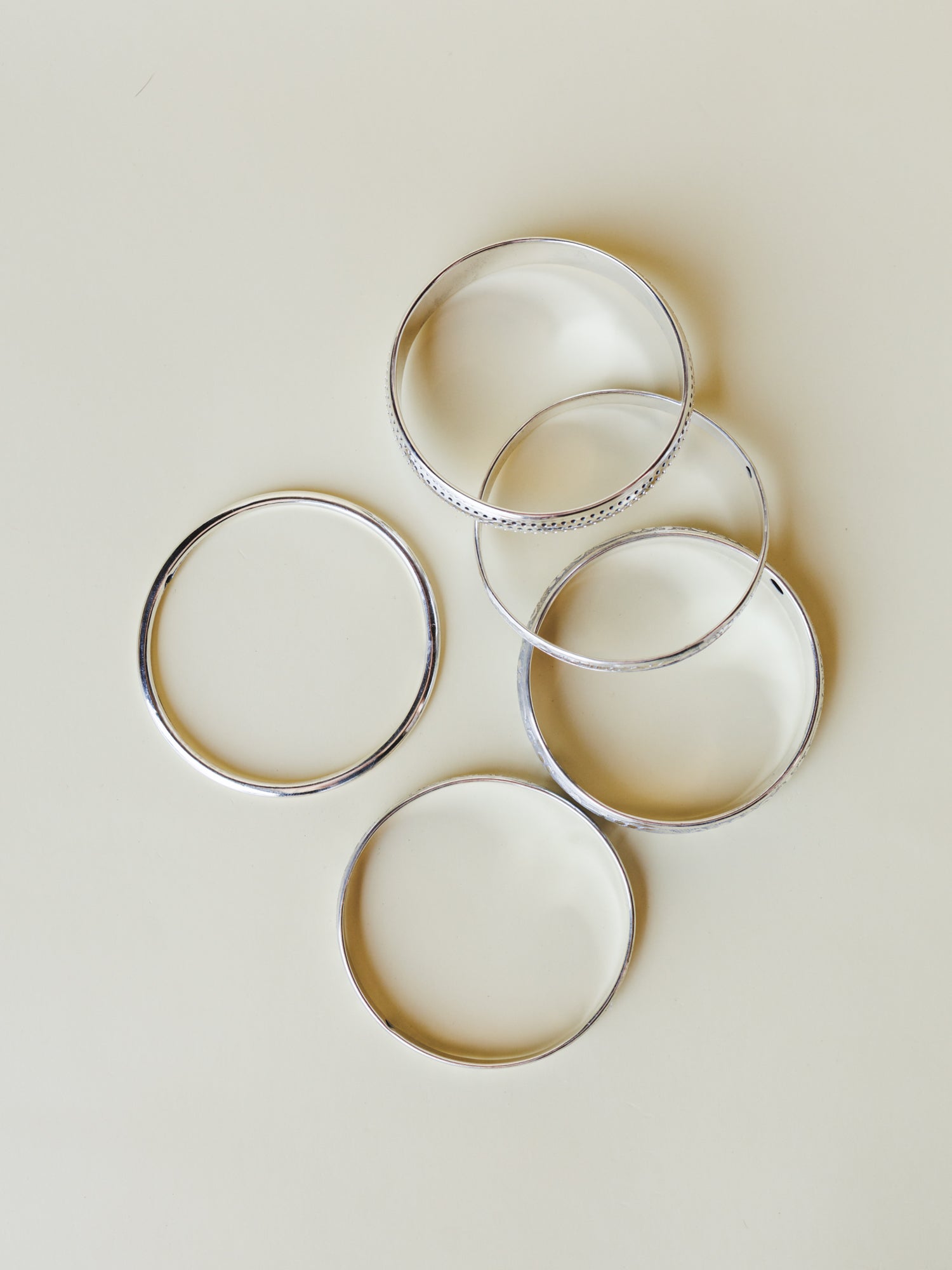 Flower Festival Bangle Set - Silver