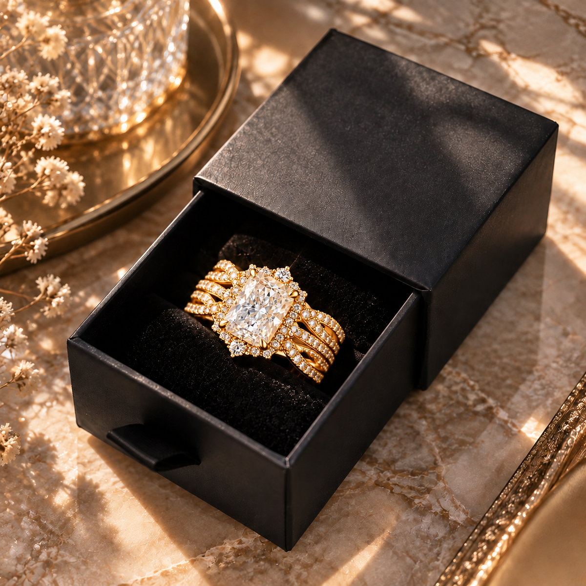 ✨ 2-in-1 Radiant Cut Stackable Ring Set – One Ring, Endless Elegance 💎
