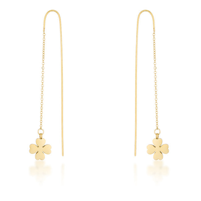 Patricia Gold Clover Threader Earrings