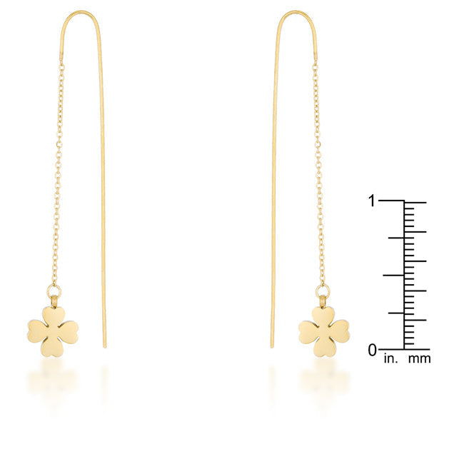 Patricia Gold Clover Threader Earrings
