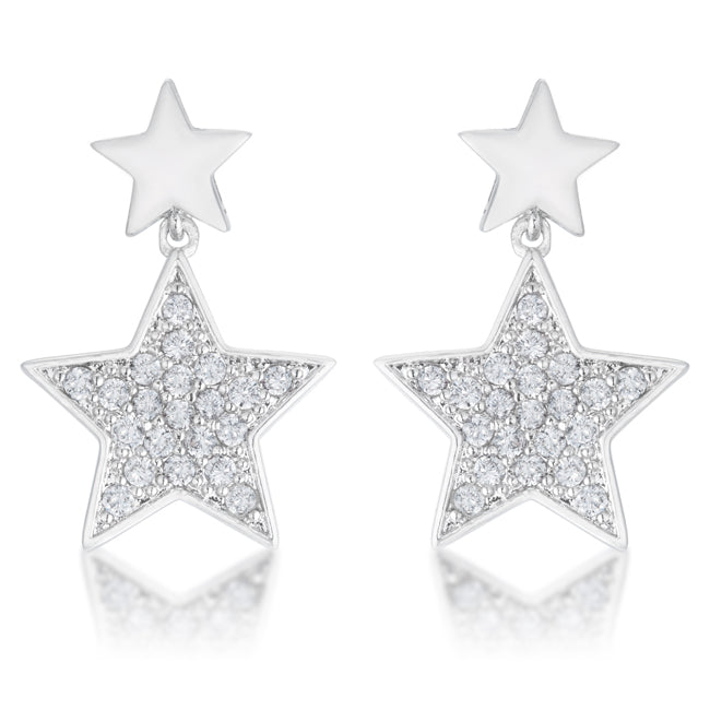 Bianca Rhodium Star Drop Earrings