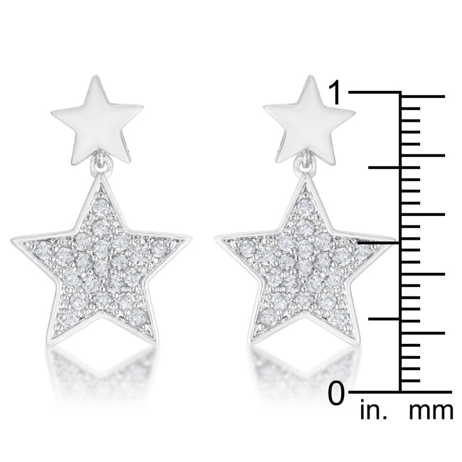 Bianca Rhodium Star Drop Earrings