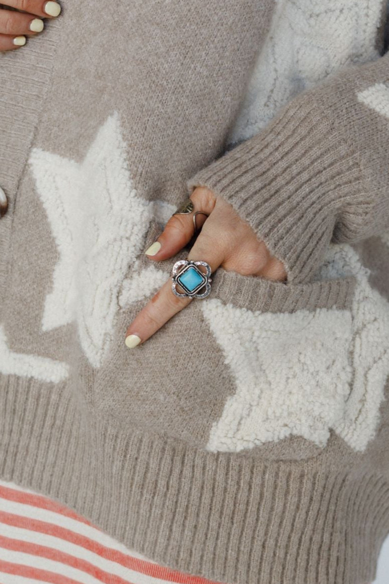 Whimsical Square Ring - Turquoise