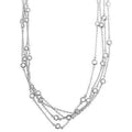 Layered Bezel Rhodium Necklace, 60 Inch