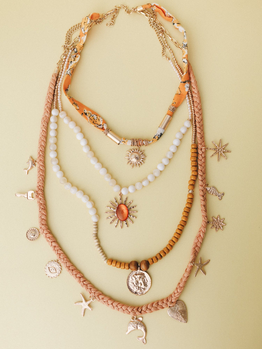 Under the Sun Layered Necklace - Yellow Multi