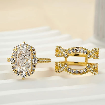 ✨ 2-in-1 Radiant Cut Stackable Ring Set – One Ring, Endless Elegance 💎