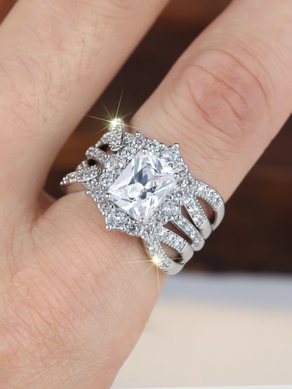✨ 2-in-1 Radiant Cut Stackable Ring Set – One Ring, Endless Elegance 💎