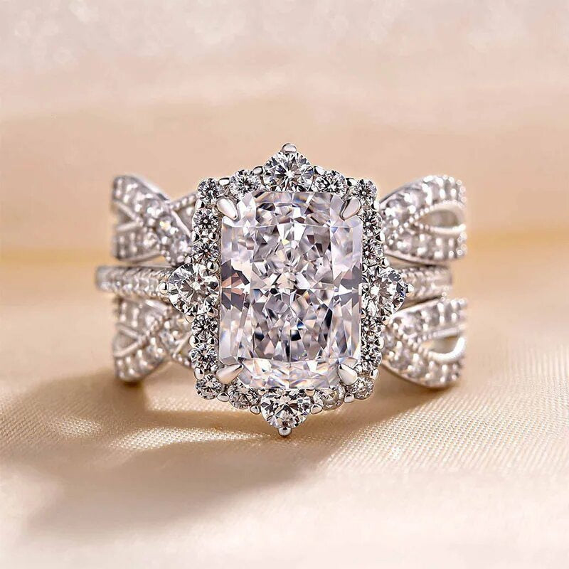 ✨ 2-in-1 Radiant Cut Stackable Ring Set – One Ring, Endless Elegance 💎