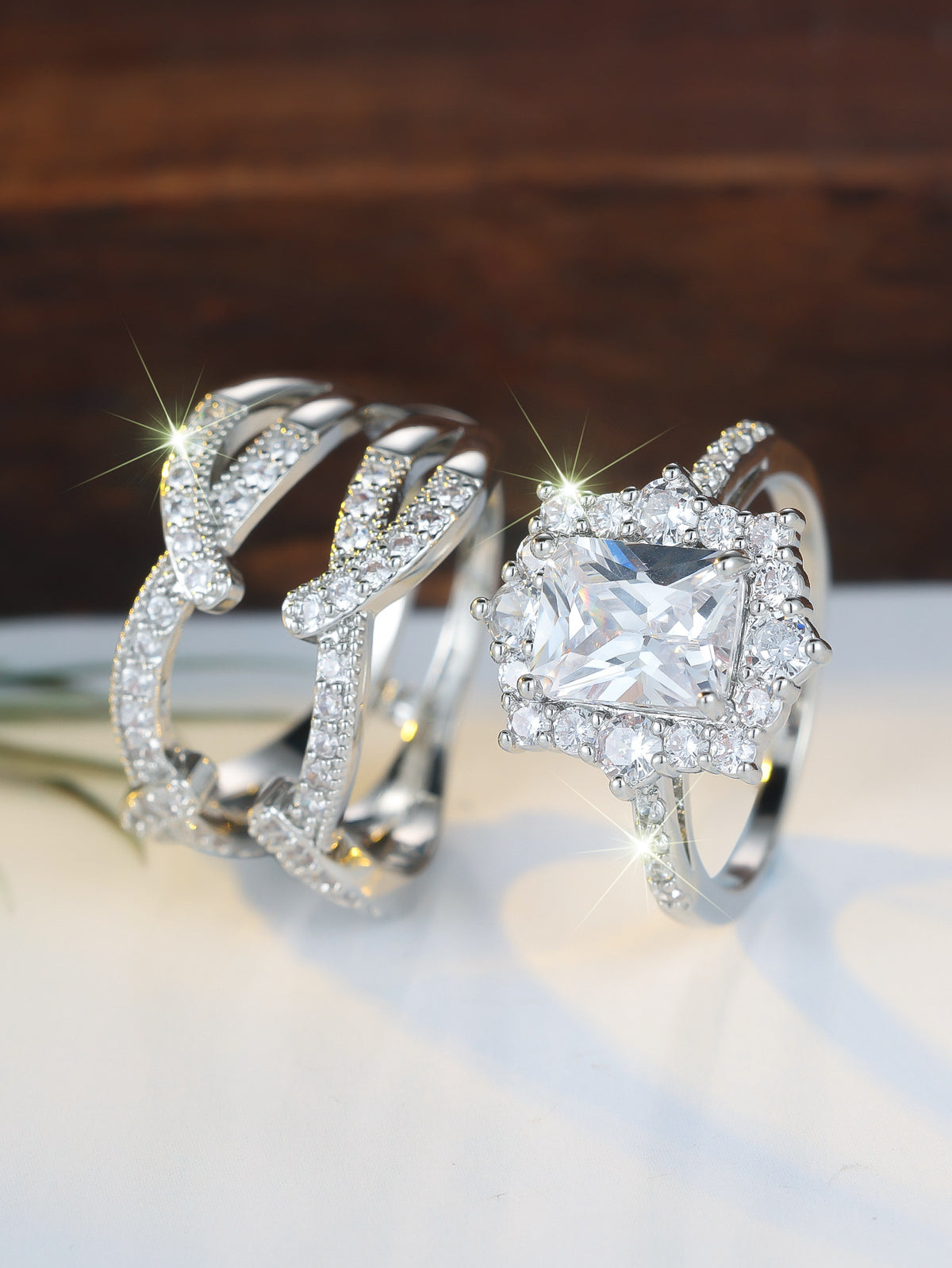 ✨ 2-in-1 Radiant Cut Stackable Ring Set – One Ring, Endless Elegance 💎