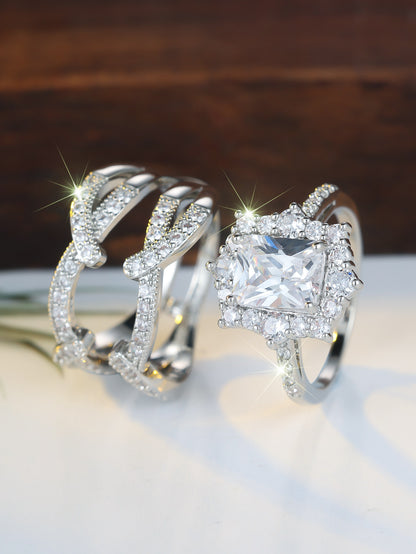 ✨ 2-in-1 Radiant Cut Stackable Ring Set – One Ring, Endless Elegance 💎