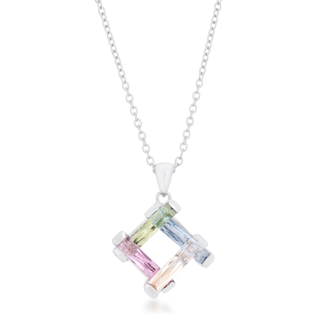 Myra Multicolor Rhodium Necklace